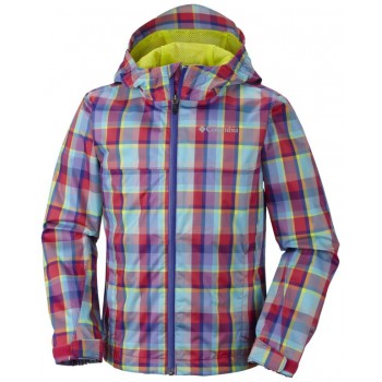 COLUMBIA Splash Maker II Rain Jacket Laser Red Plaid